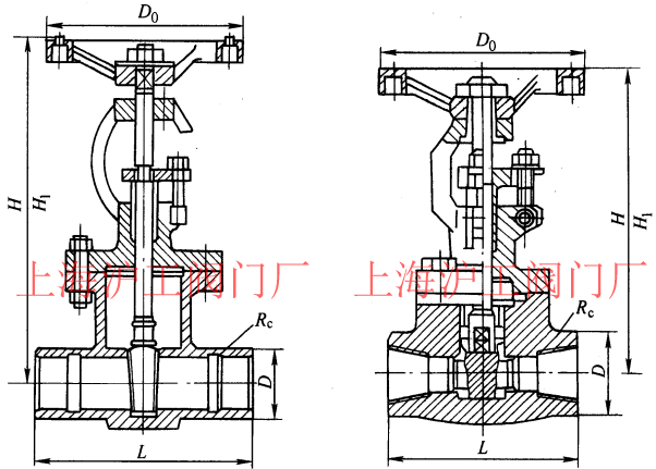 Z11H��Z11Y �� PN25~PN160 ��ƃ�(n��i)�ݼyШʽ�l�y���μ��Y(ji��)��(g��u)�ߴ�ʾ��D