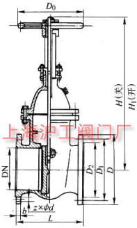 Z44T��Z44W��Z44H �� PN10��PN16 �F��ƽ��ʽ�p�l���l�y��Ҫ���μ��Y(ji��)��(g��u)�ߴ�ʾ��D